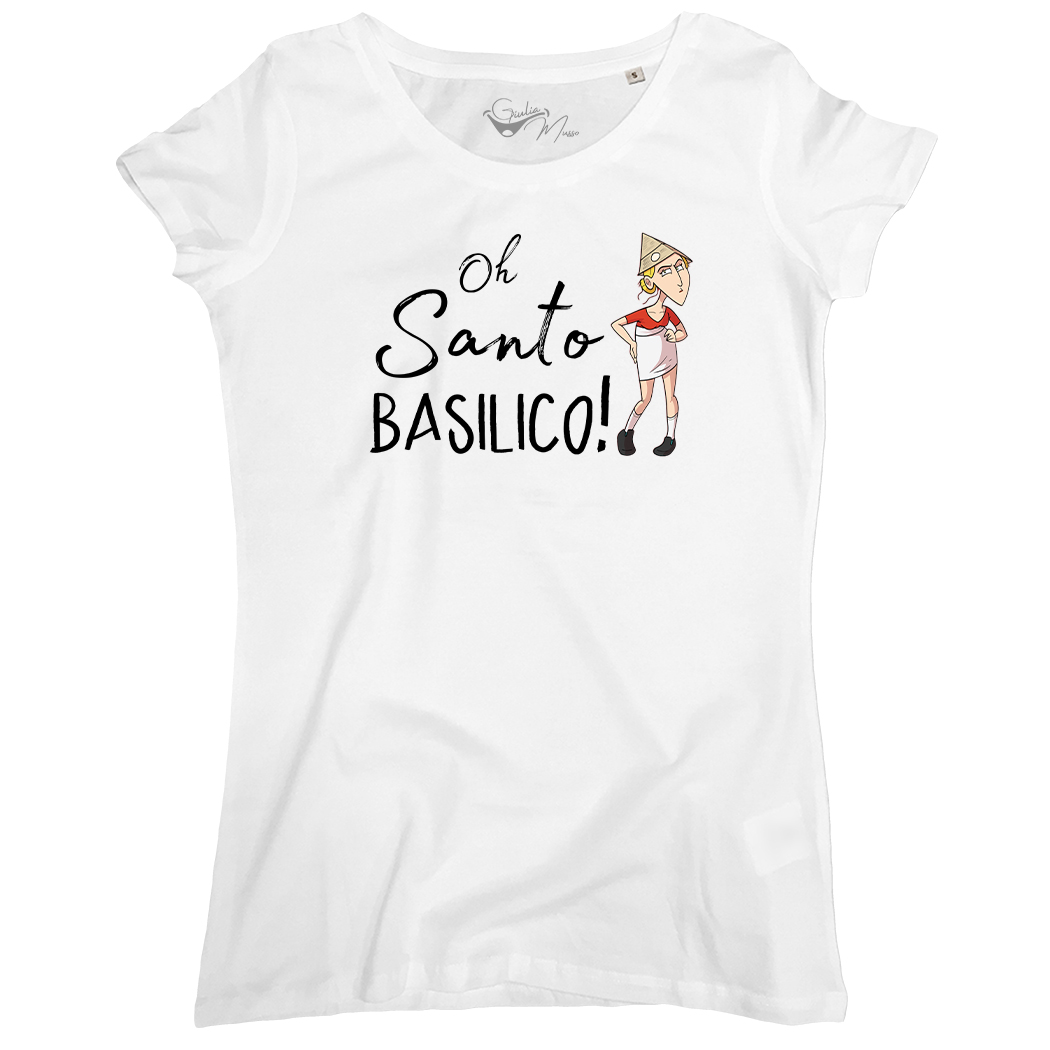 T-SHIRT DONNA - OH SANTO BASILICO bianca