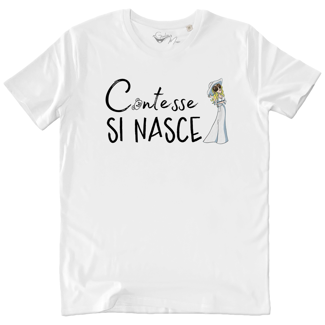 T-SHIRT UNISEX - CONTESSE SI NASCE bianca