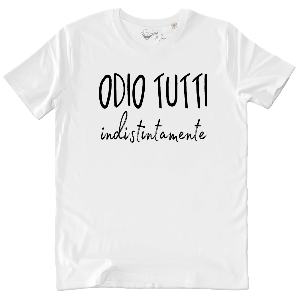 T-SHIRT UNISEX - ODIO TUTTI bianca