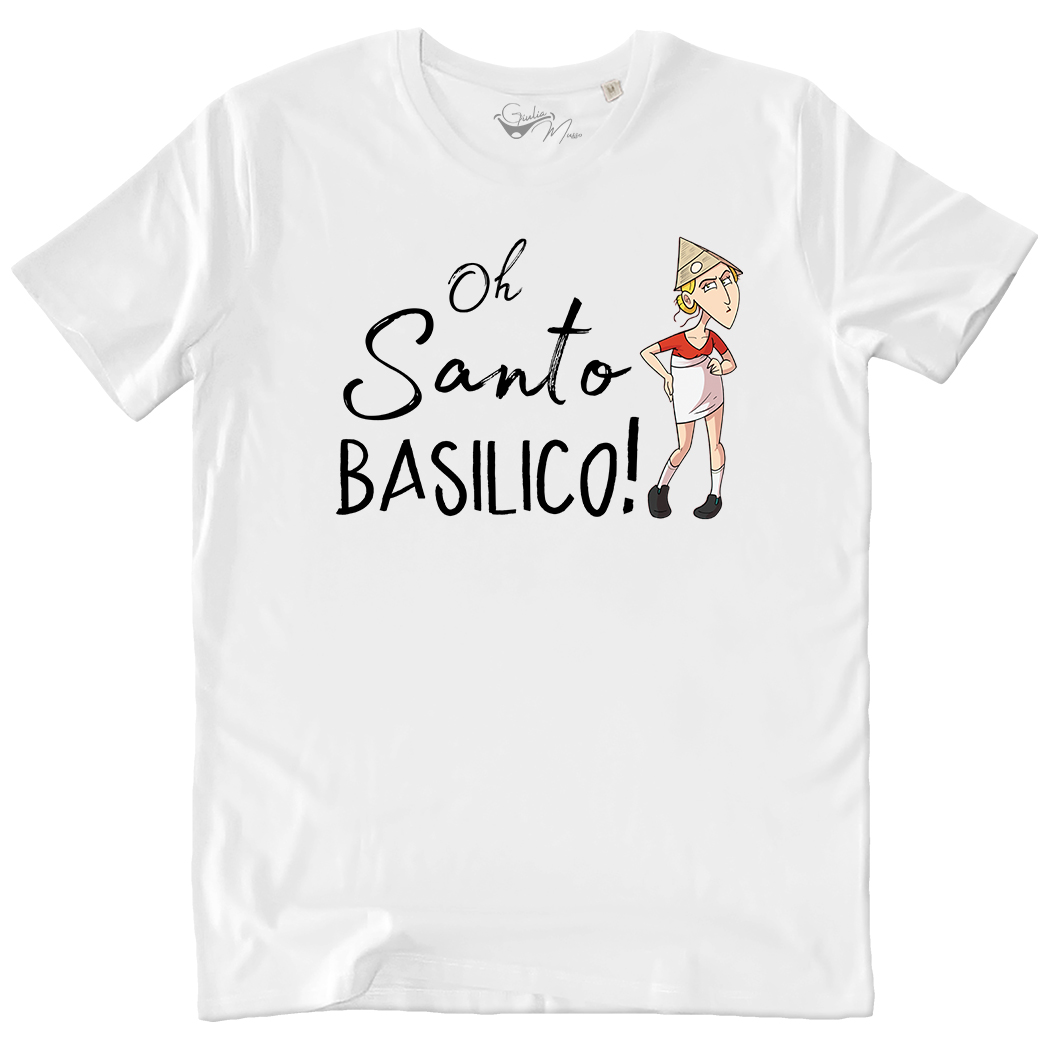 T-SHIRT UNISEX - OH SANTO BASILICO bianca